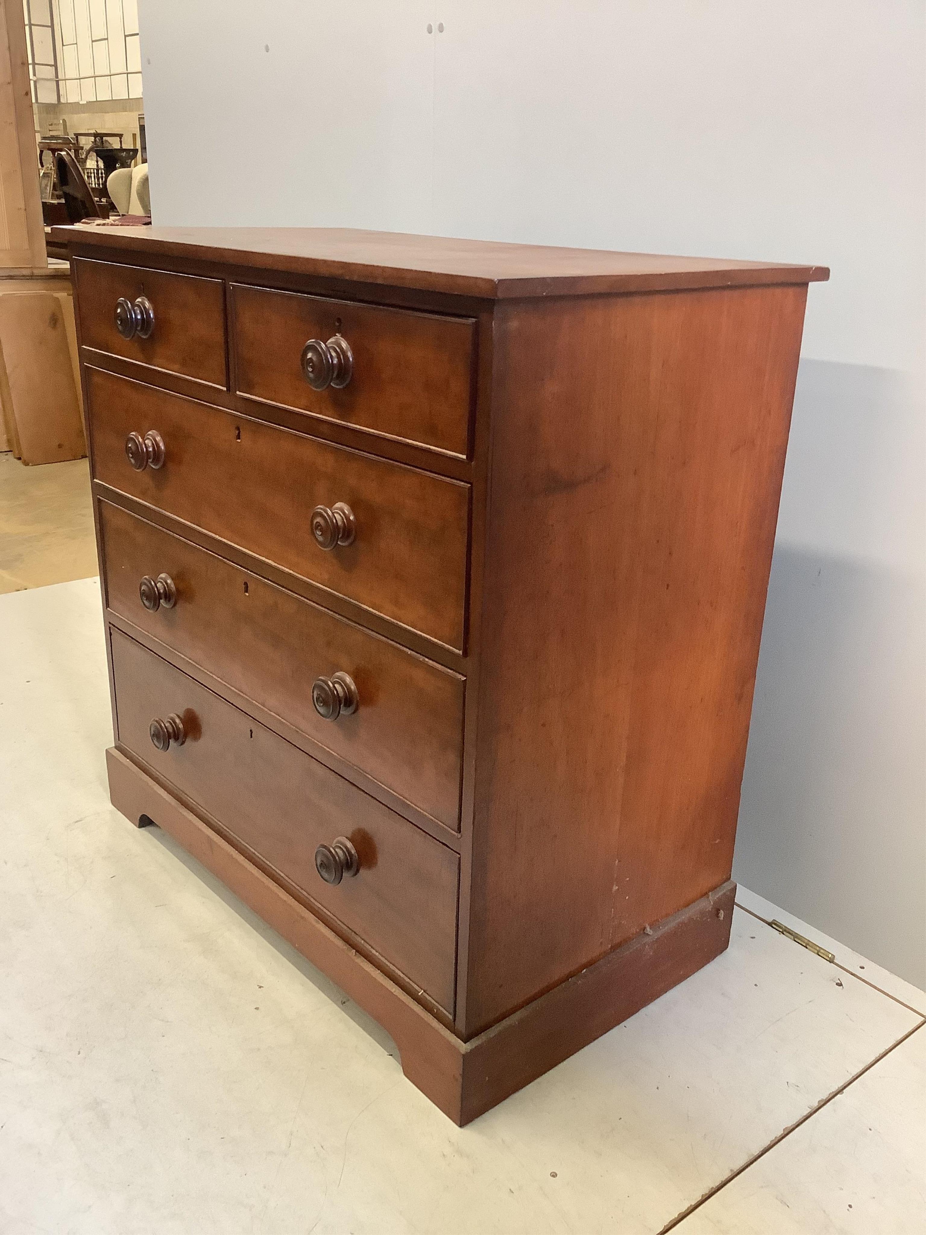 An early Victorian mahogany chest, width 99cm, depth 54cm, height 97cm. Condition - fair